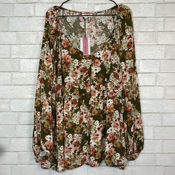 Andree by Unit Floral Babydoll Top 3X NWT - Picture 4 of 8